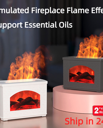 New Simulated Fireplace Air Humidifier Flame Effect Aroma Oil Diffuser Aromatherapy Humidifiers Mist Sprayer Air Purifier
