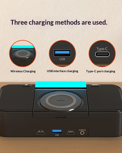 New Wireless Charging Ambient Night Light With Dual Bluetooth Speakers