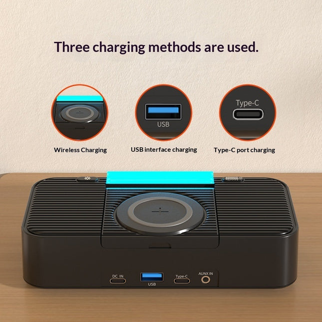 New Wireless Charging Ambient Night Light With Dual Bluetooth Speakers