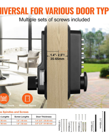 VEVOR Mechanical Keyless Entry Door Lock, 14 Digit Keypad, Outdoor Gate Door Locks Set With Surface-mounted Latch, Water-proof Zinc Alloy, Keypad And Knob, Easy To Install, For Garden, Garage, Yard