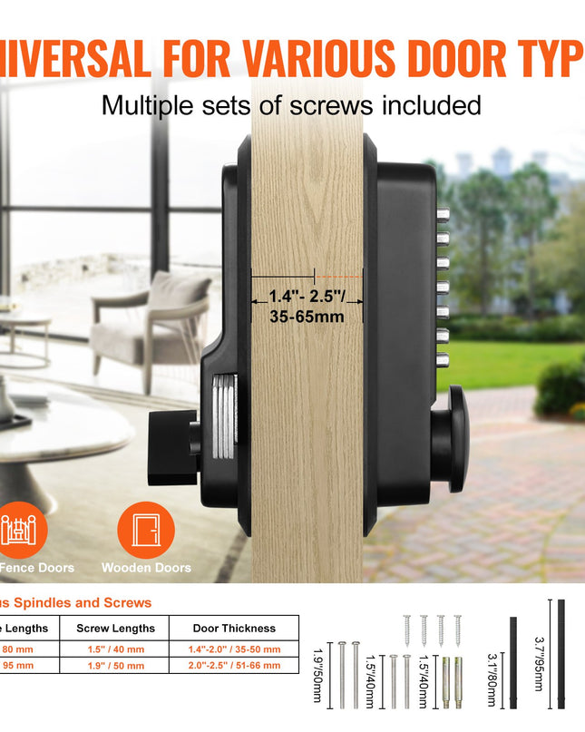 VEVOR Mechanical Keyless Entry Door Lock, 14 Digit Keypad, Outdoor Gate Door Locks Set With Surface-mounted Latch, Water-proof Zinc Alloy, Keypad And Knob, Easy To Install, For Garden, Garage, Yard