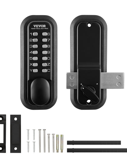 VEVOR Mechanical Keyless Entry Door Lock, 14 Digit Keypad, Outdoor Gate Door Locks Set With Surface-mounted Latch, Water-proof Zinc Alloy, Keypad And Knob, Easy To Install, For Garden, Garage, Yard