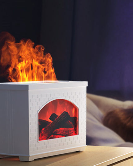 New Simulated Fireplace Air Humidifier Flame Effect Aroma Oil Diffuser Aromatherapy Humidifiers Mist Sprayer Air Purifier