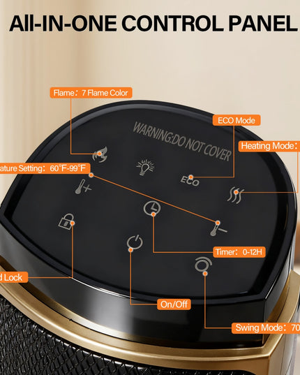 23inch Space Heaters For Indoor Use, Portable Heater With 7 Light Colors