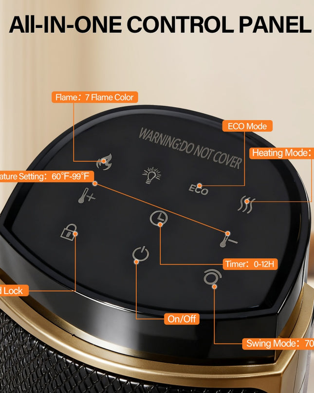 23inch Space Heaters For Indoor Use, Portable Heater With 7 Light Colors