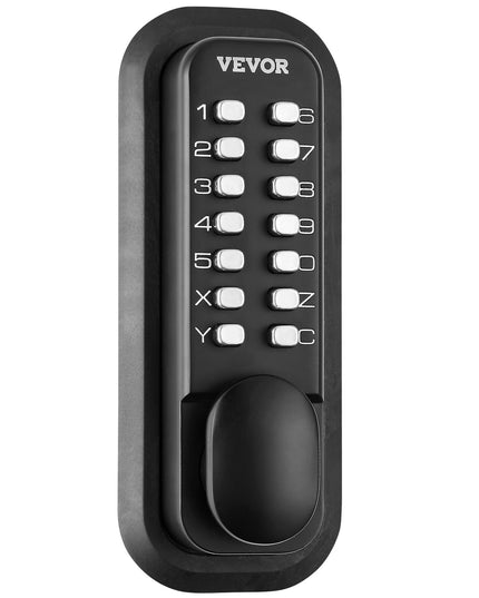 VEVOR Mechanical Keyless Entry Door Lock, 14 Digit Keypad, Outdoor Gate Door Locks Set With Surface-mounted Latch, Water-proof Zinc Alloy, Keypad And Knob, Easy To Install, For Garden, Garage, Yard