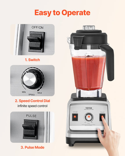 85 Oz 1400W Blender For Smoothies Food Processing Blender For Kitchen