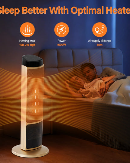 23inch Space Heaters For Indoor Use, Portable Heater With 7 Light Colors