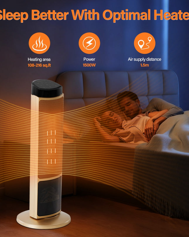 23inch Space Heaters For Indoor Use, Portable Heater With 7 Light Colors