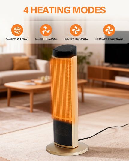 23inch Space Heaters For Indoor Use, Portable Heater With 7 Light Colors