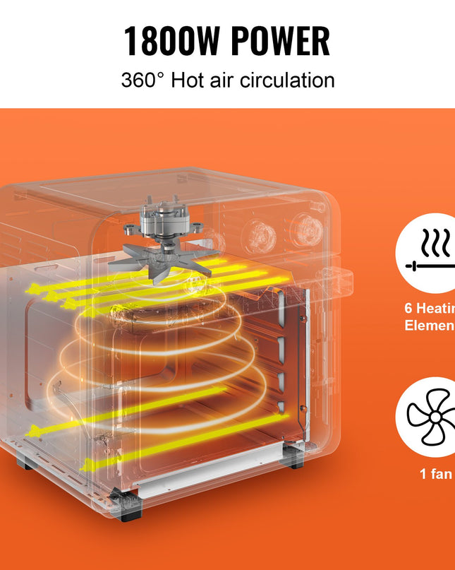 7-IN-1 Air Fryer Toaster Oven, 18L Convection Oven, 1700W Stainless Steel Toaster Ovens Countertop Combo With Grill, Pizza Pan, Gloves, 6 Slices Toast, 10-inch Pizza, Home And Commercial Use