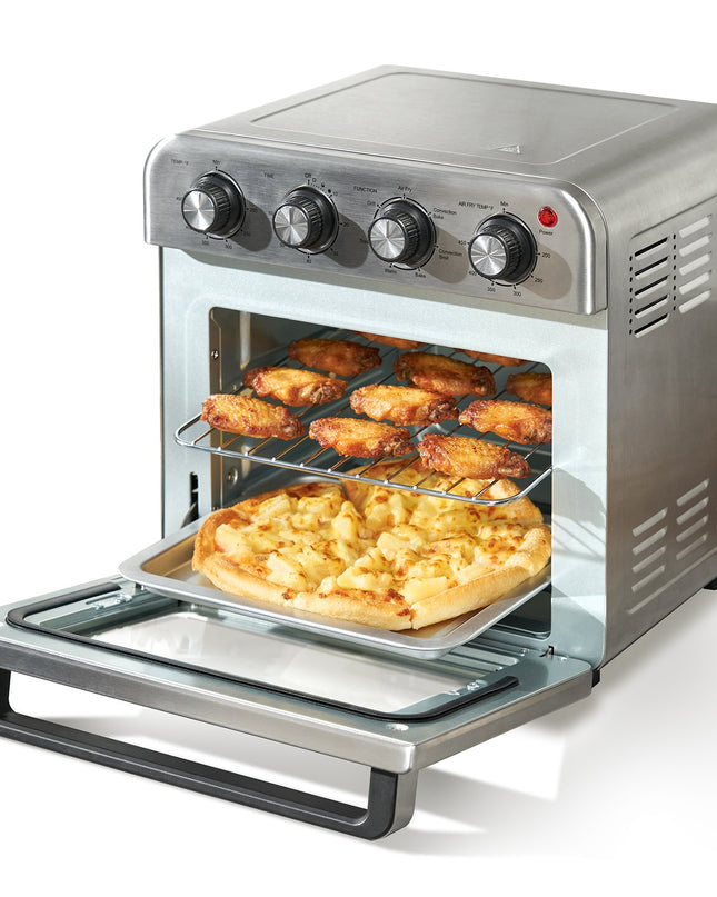 7-IN-1 Air Fryer Toaster Oven, 18L Convection Oven, 1700W Stainless Steel Toaster Ovens Countertop Combo With Grill, Pizza Pan, Gloves, 6 Slices Toast, 10-inch Pizza, Home And Commercial Use