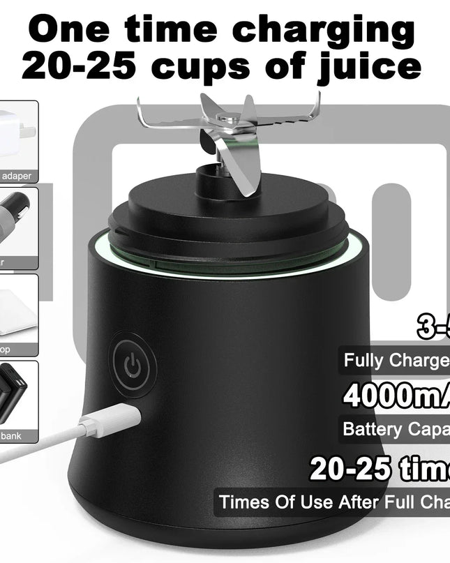 Portable Blender 600ML Electric Juicer Fruit Mixers 4000mAh USB Rechargeable Smoothie Mini Blender Personal Juicer Colorf