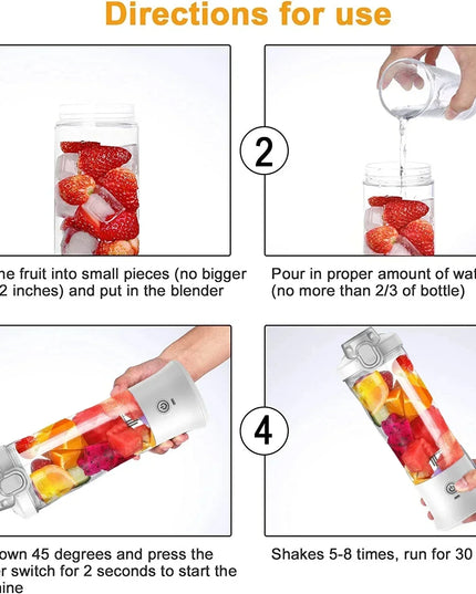 Portable Blender 600ML Electric Juicer Fruit Mixers 4000mAh USB Rechargeable Smoothie Mini Blender Personal Juicer Colorf