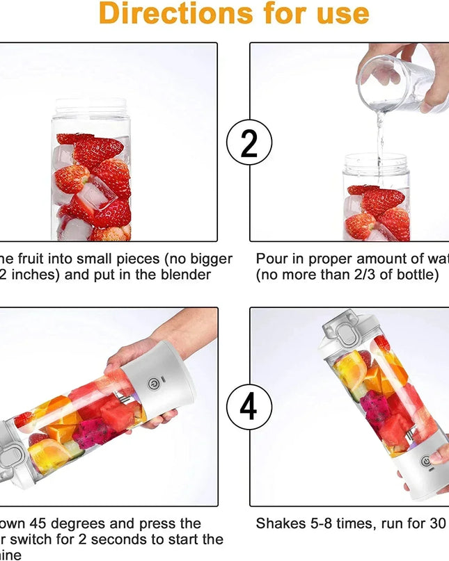 Portable Blender 600ML Electric Juicer Fruit Mixers 4000mAh USB Rechargeable Smoothie Mini Blender Personal Juicer Colorf